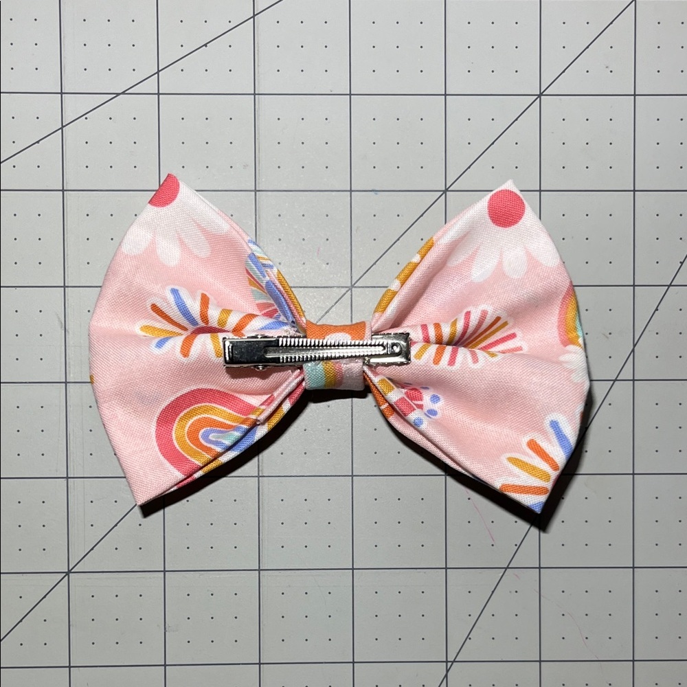 Pink Rainbow Kids Hair Bow - Picture 2 of 4